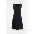 Black sleeveless skirt with eyelet at front